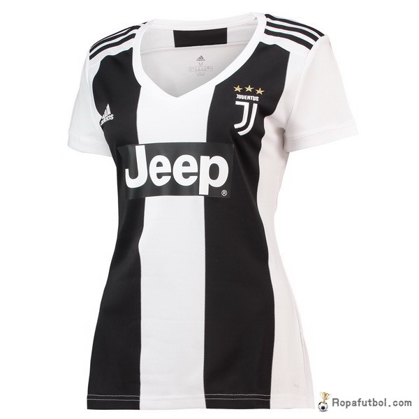 Camiseta Juventus Replica Primera Ropa Mujer 2018/19 Negro Blanco